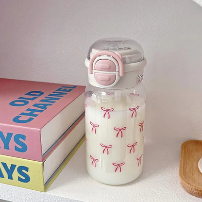 Cute Water Bottle With Straw Portable Plastic Up Cover Water Cup For Kid Kawaii Bottle Water Leak-Proof Cute Drinking Bottle