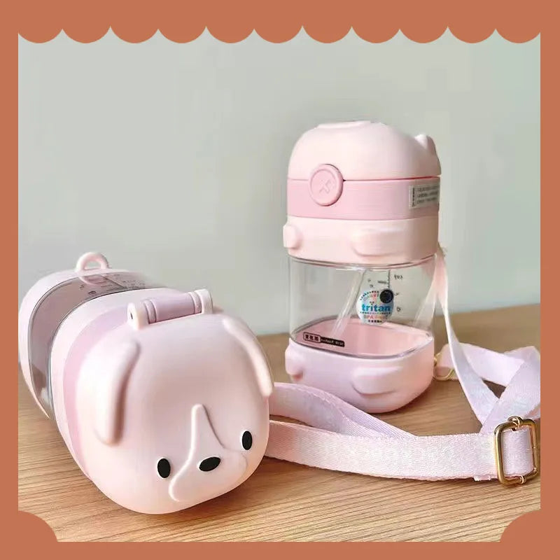 Water Bottle With Straw Cute Water Bottles For Children School Girls Boys Outdoor Portable Braces BPA Free Water Bottle For Kids