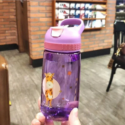 Kids Water Bottle with Straw BPA Free Children's Drinking Kettle 480ML Healthy Plastic Portable School Cup Transparent Water Cup