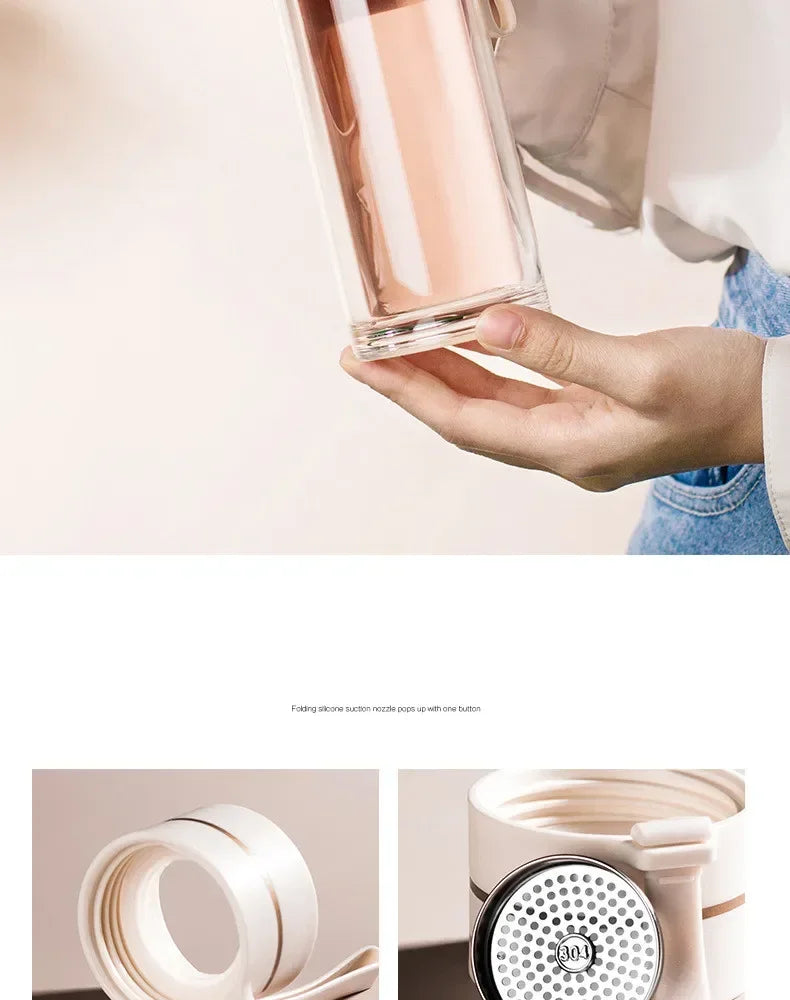 350ml/400ml Glass Water Bottles Tea Infuser Bottle Tea Separation Mug Double-Layer Portable Creative Water Cup Home Waterbottle