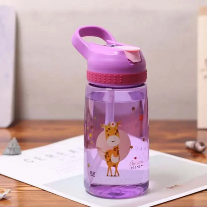 Kids Water Bottle with Straw BPA Free Children's Drinking Kettle 480ML Healthy Plastic Portable School Cup Transparent Water Cup