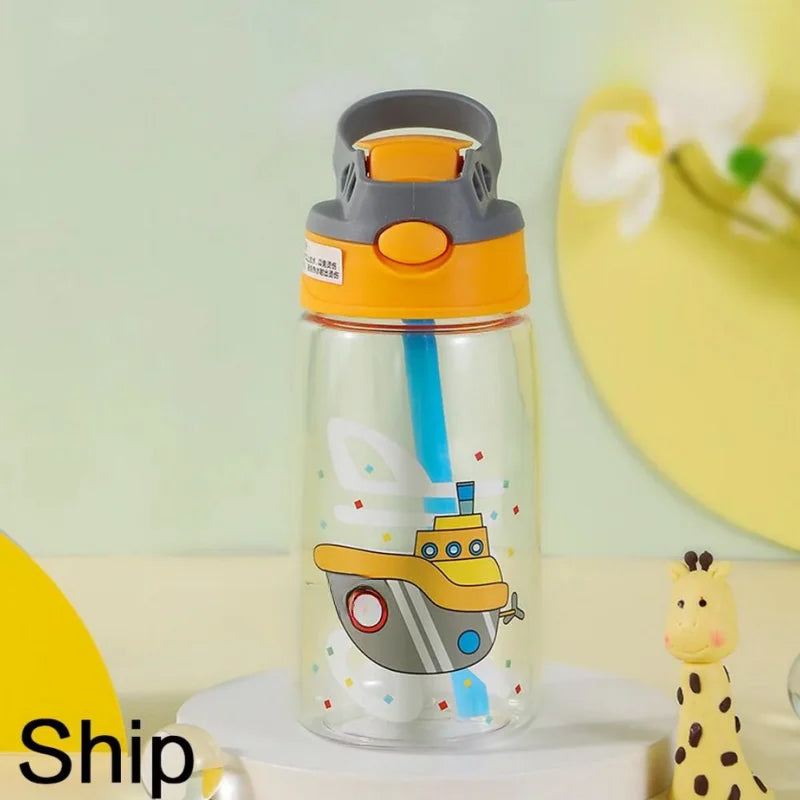 1PC Kids Water Sippy Cup Kids Water Bottle with Straw and Handle Portable Drinking Bottle Cup Children