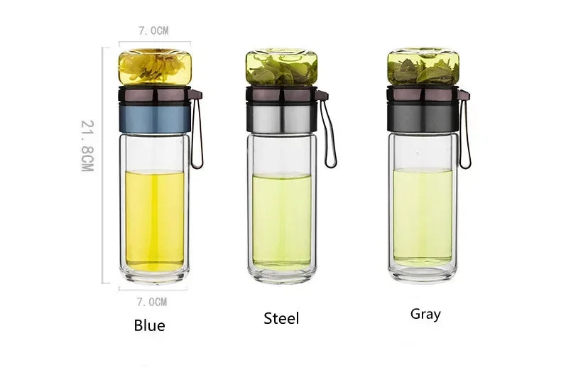 350ml/400ml Glass Water Bottles Tea Infuser Bottle Tea Separation Mug Double-Layer Portable Creative Water Cup Home Waterbottle