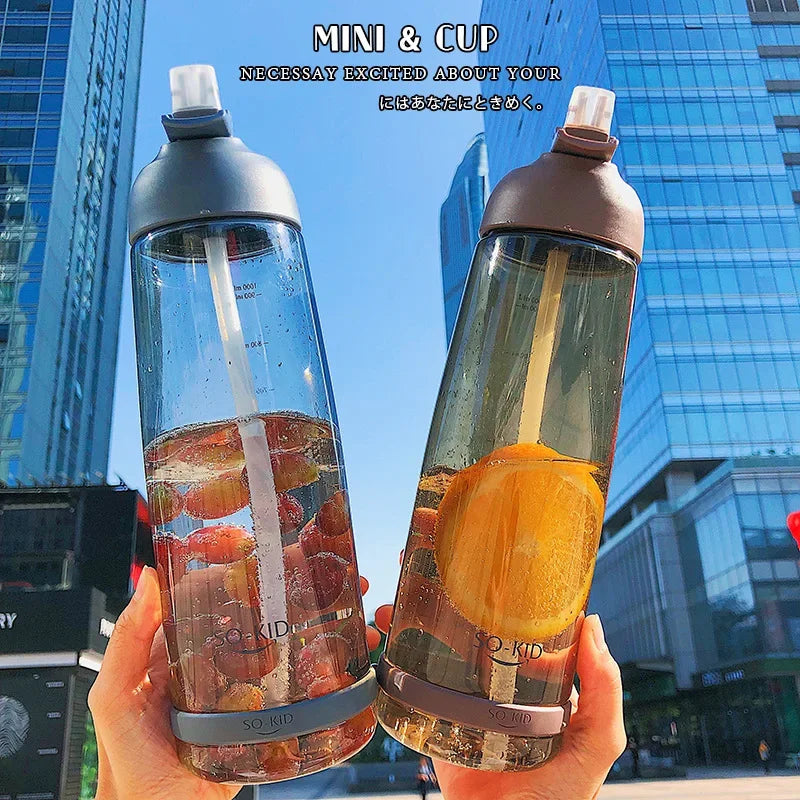 Outdoor Water Bottle with Straw Sports Bottles Leak Proof Eco-friendly Children School With Lid Hiking Camping Plastic BPA Free