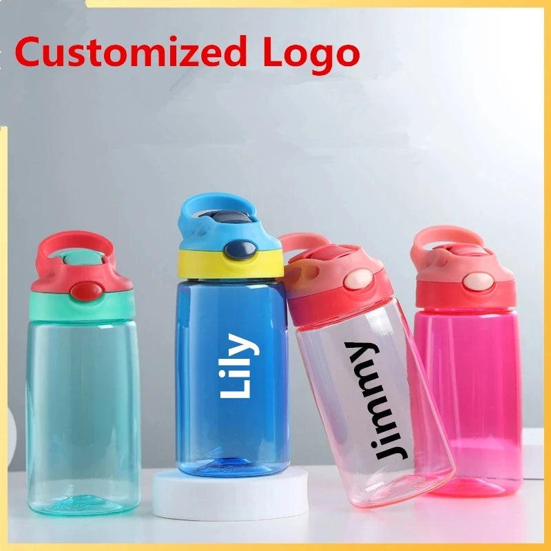 DIY Children Water Bottles Portable 480ML Personalized Outdoor Safety Plastic Drinking Cup For Birth Gift Free Customize Names