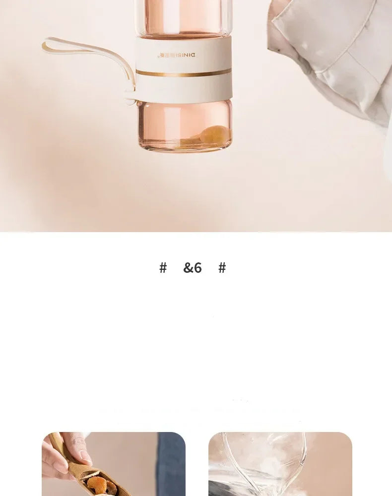 350ml/400ml Glass Water Bottles Tea Infuser Bottle Tea Separation Mug Double-Layer Portable Creative Water Cup Home Waterbottle