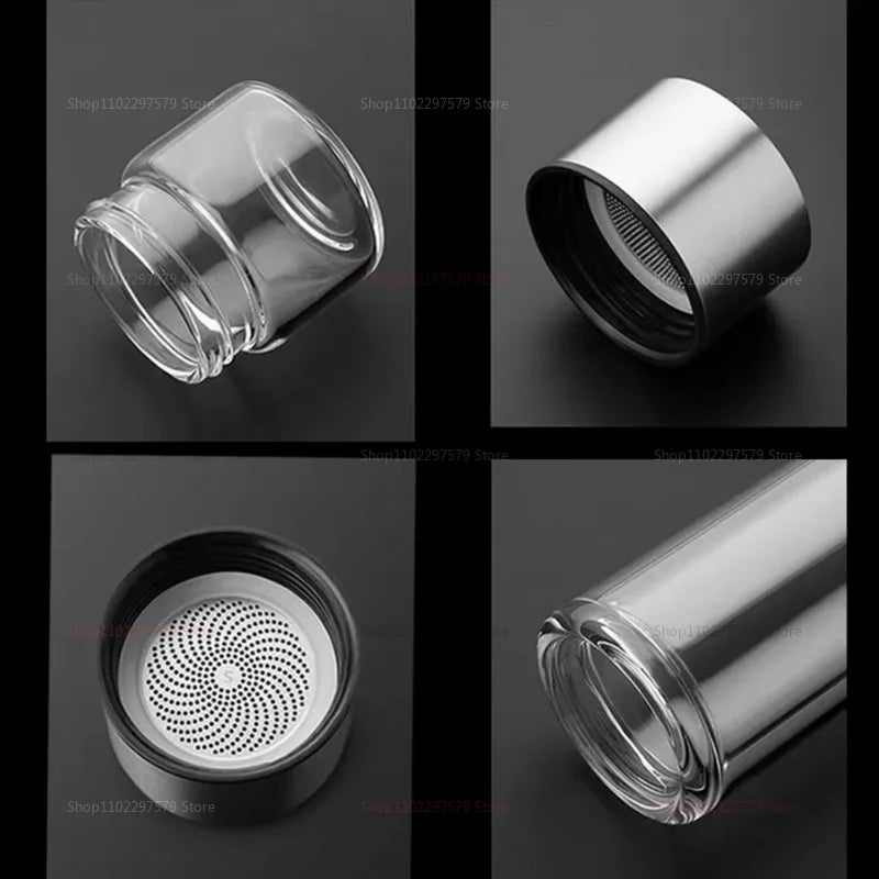 420ml Borosilicate Glass Tea Bottle Double Wall Infuser Tumbler with Tea Strainer Portable Drinkware for Hot Tea and Infusion