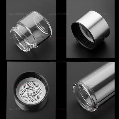 420ml Borosilicate Glass Tea Bottle Double Wall Infuser Tumbler with Tea Strainer Portable Drinkware for Hot Tea and Infusion