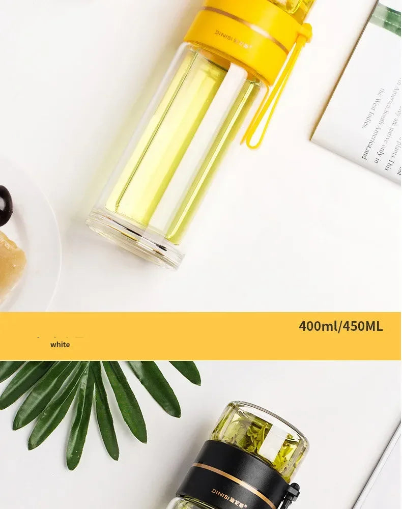 350ml/400ml Glass Water Bottles Tea Infuser Bottle Tea Separation Mug Double-Layer Portable Creative Water Cup Home Waterbottle