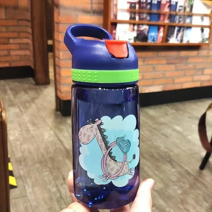 Kids Water Bottle with Straw BPA Free Children's Drinking Kettle 480ML Healthy Plastic Portable School Cup Transparent Water Cup