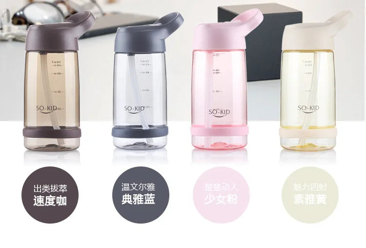 Outdoor Water Bottle with Straw Sports Bottles Leak Proof Eco-friendly Children School With Lid Hiking Camping Plastic BPA Free