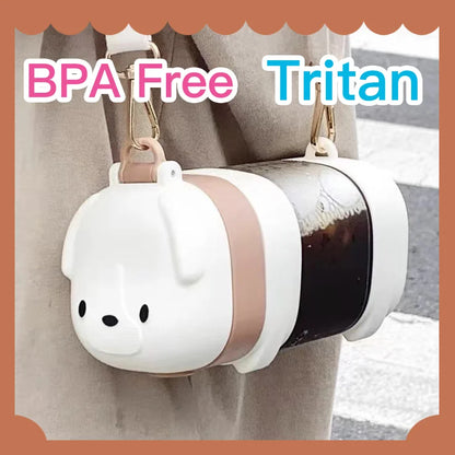 Water Bottle With Straw Cute Water Bottles For Children School Girls Boys Outdoor Portable Braces BPA Free Water Bottle For Kids