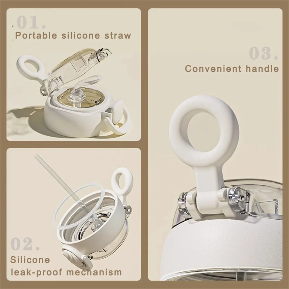 600ML Cute Water Bottle with Straw Portable Plastic Cups Juice Milk Drinking Bottle For Girl Kid Outdoor Drinking Kettle