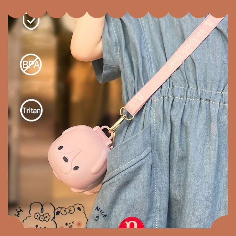 Water Bottle With Straw Cute Water Bottles For Children School Girls Boys Outdoor Portable Braces BPA Free Water Bottle For Kids