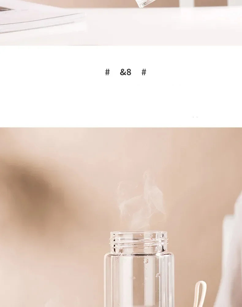 350ml/400ml Glass Water Bottles Tea Infuser Bottle Tea Separation Mug Double-Layer Portable Creative Water Cup Home Waterbottle