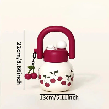 23 oz Cute Water Bottle with Decorations, Durable Plastic Material, Dual Strap Design, Wide Mouth, Travel-Friendly, Perfect