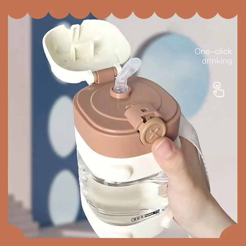 Water Bottle With Straw Cute Water Bottles For Children School Girls Boys Outdoor Portable Braces BPA Free Water Bottle For Kids