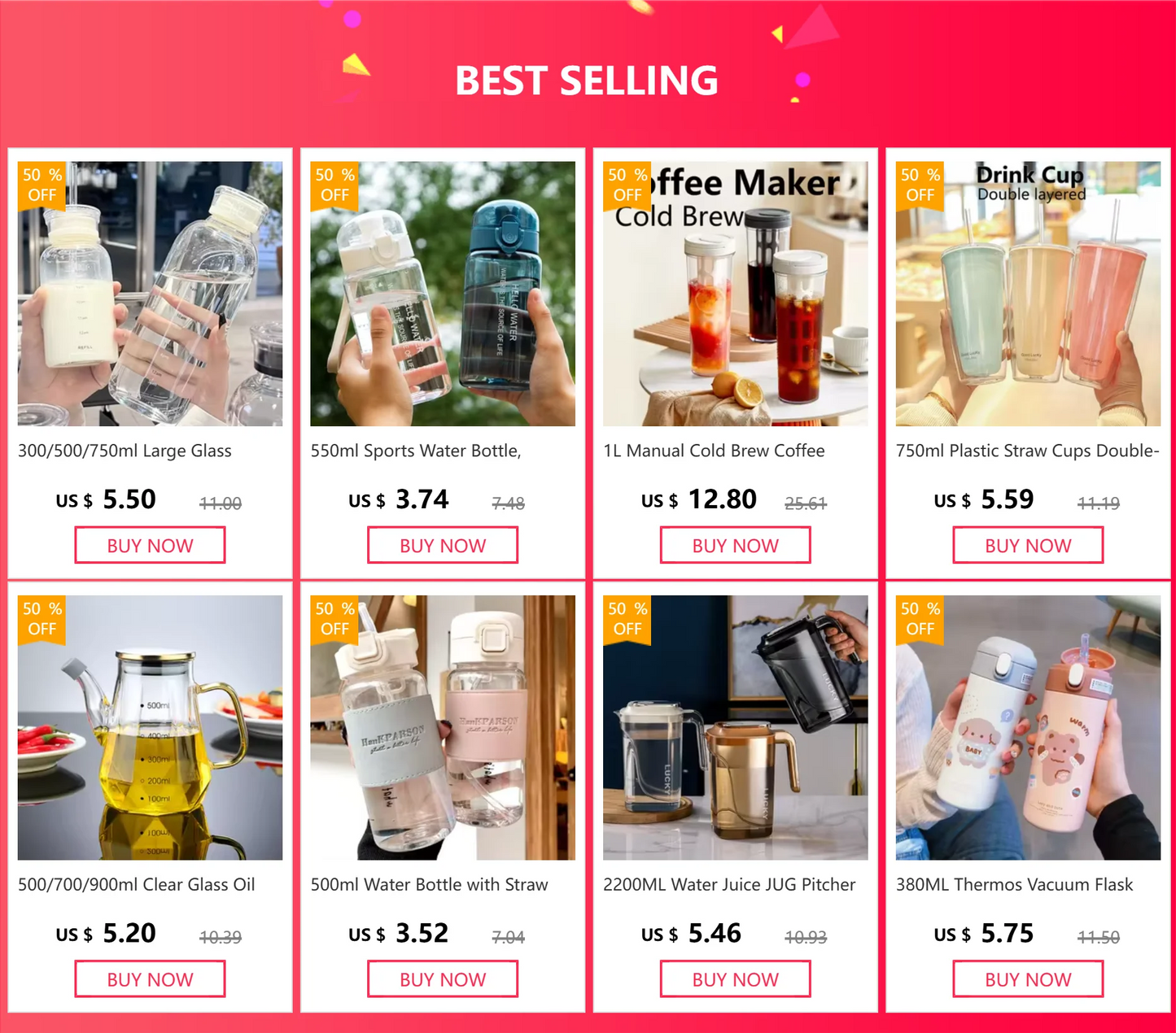 300-1000ml Glass Water Bottle Large Capacity with Time Marker Cover for Water Drink Outdoor PortableTransparent Milk Juice Cup
