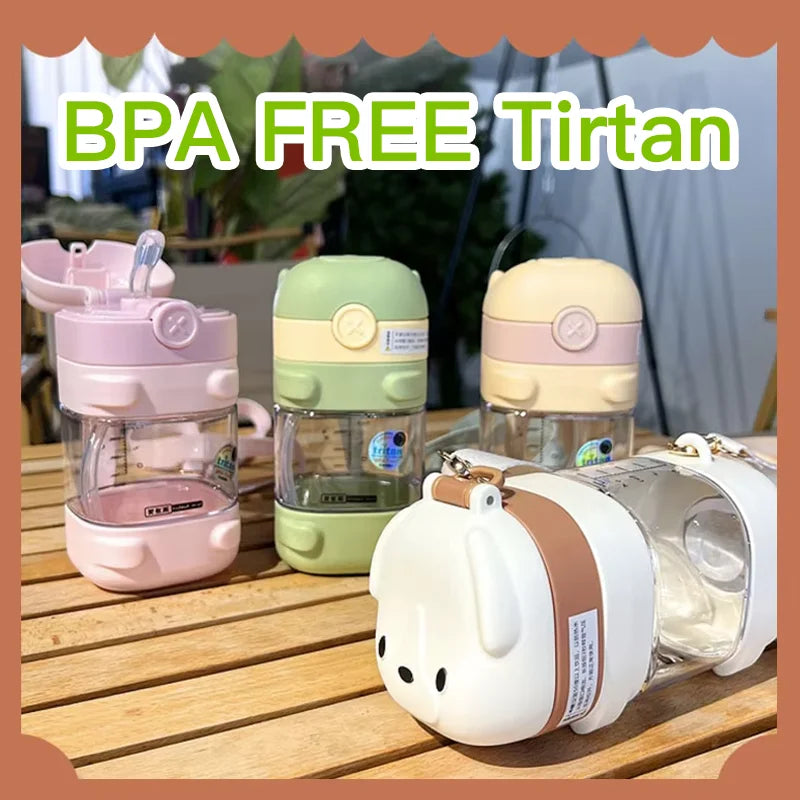 Water Bottle With Straw Cute Water Bottles For Children School Girls Boys Outdoor Portable Braces BPA Free Water Bottle For Kids