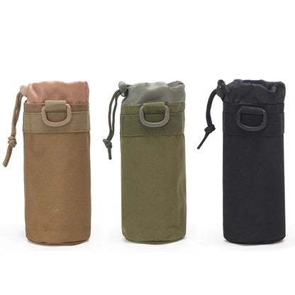 Hunting Water Bottle Pouch Outdoor Molle Kettle Pouch Holder Camping Hiking Cycling Bottle Bag Drawstring Multifunction Bottle P