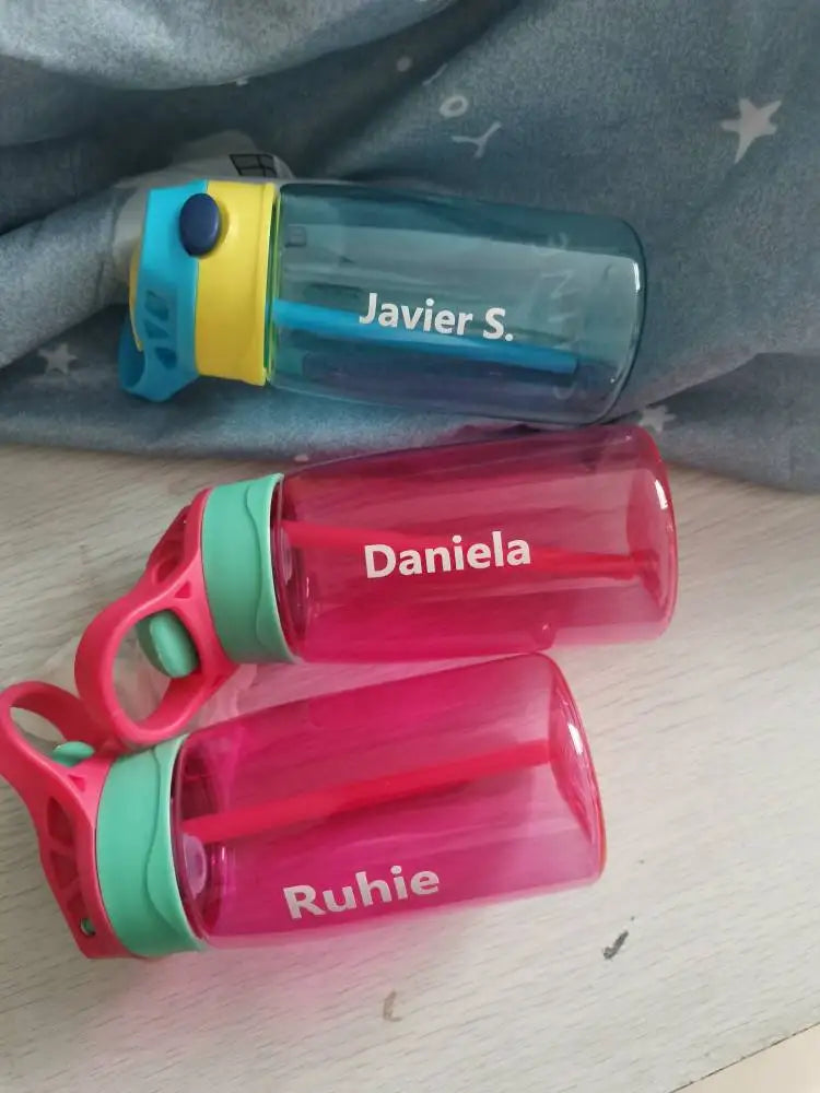 DIY Children Water Bottles Portable 480ML Personalized Outdoor Safety Plastic Drinking Cup For Birth Gift Free Customize Names