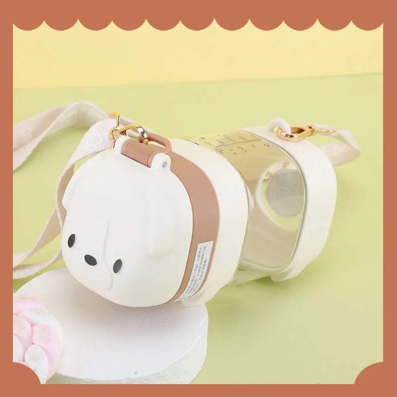 Water Bottle With Straw Cute Water Bottles For Children School Girls Boys Outdoor Portable Braces BPA Free Water Bottle For Kids