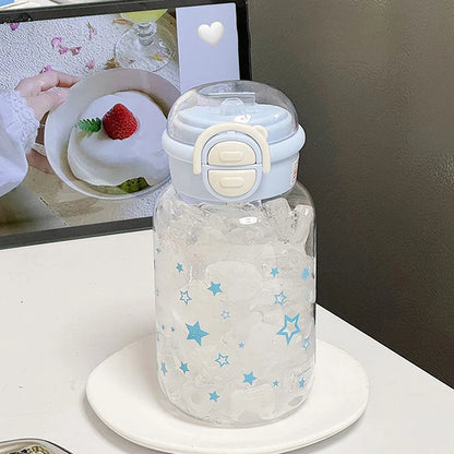 Cute Water Bottle With Straw Portable Plastic Up Cover Water Cup For Kid Kawaii Bottle Water Leak-Proof Cute Drinking Bottle