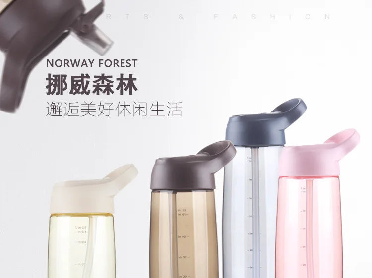 Outdoor Water Bottle with Straw Sports Bottles Leak Proof Eco-friendly Children School With Lid Hiking Camping Plastic BPA Free