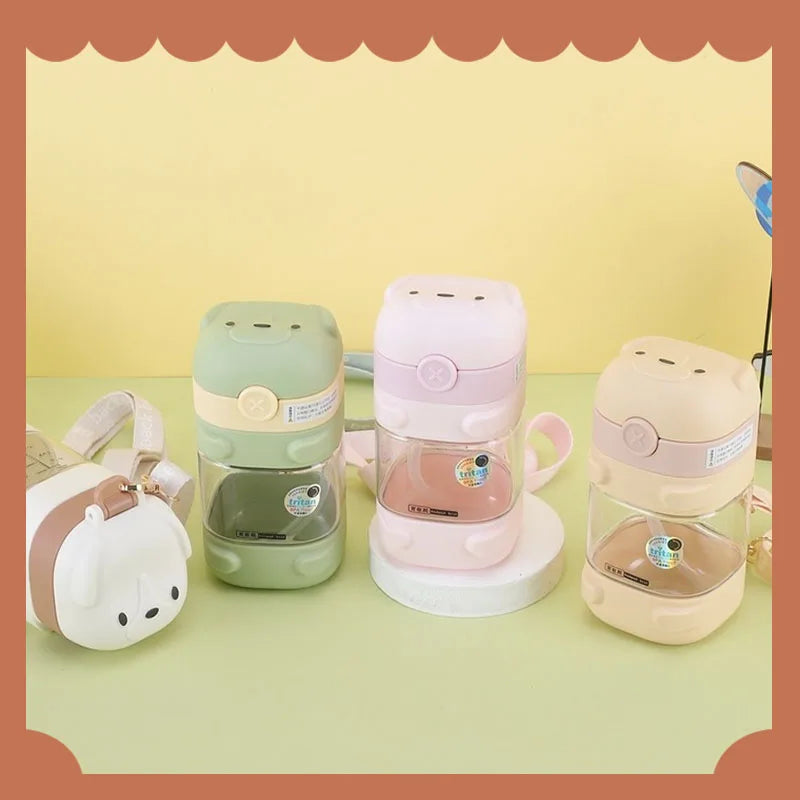 Water Bottle With Straw Cute Water Bottles For Children School Girls Boys Outdoor Portable Braces BPA Free Water Bottle For Kids