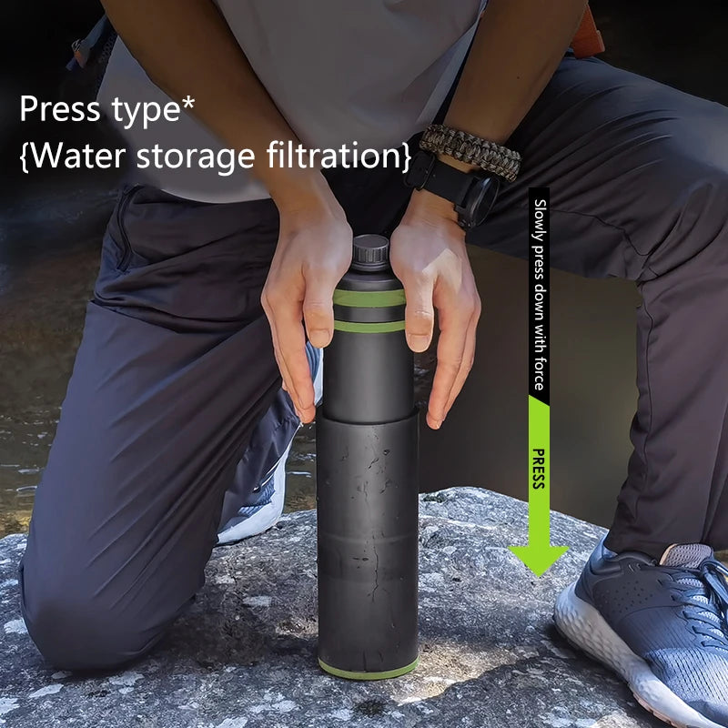 27 Oz Water Purifier Bottle Filter For Hiking, Camping, Survival, Travel